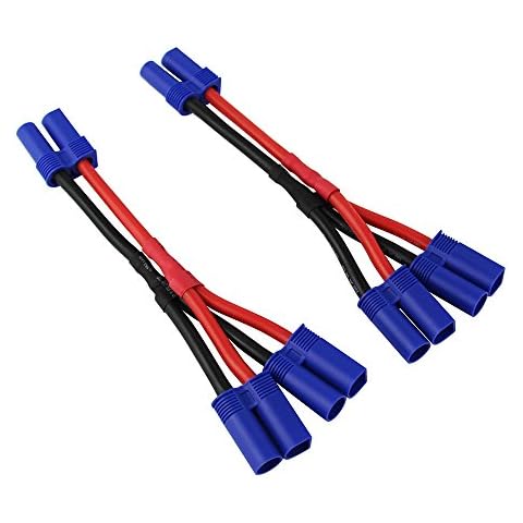 OliYin 2pcs EC5 2-Male to 1-Female Parallel Adapter Wire Cable 12awg 3.93in for RC LiPO Battery(pack of 2) Cover