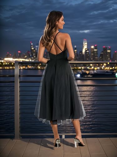 A-Line Midi Dress for Women Wedding Guest, Cocktail Holiday Party, Galas3