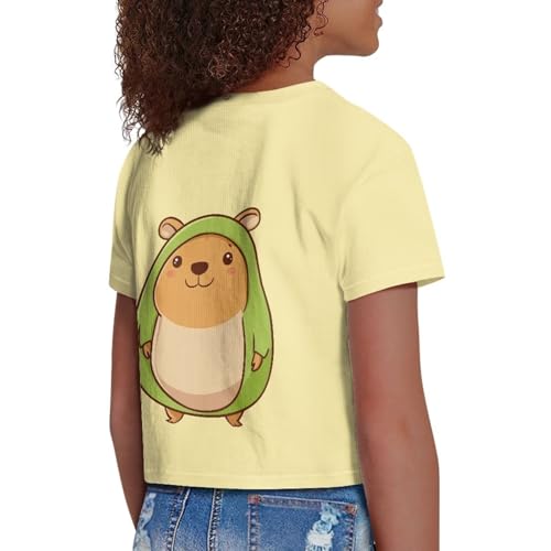 Image of Girls Crop Tees Crew Neck Casual Short Sleeve T Shirts Kids Loose Soft Comfortable Tees Blouses Shirt for Little Girl