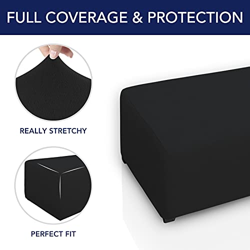 Image of PureFit Stretch Rectangle Ottoman Cover Footstool Cover, Black