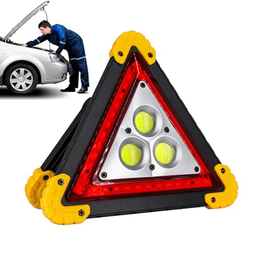 Triángulo LED de seguridad vial: señal triangular de carga rápida, advertencia reflectante brillante | Indicador de emergencia ligero portátil para coche, camión, avería, viaje, seguridad en carretera