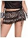 Verdusa Women's Cheetah Mini Micro Skirt Y2k Ruffle Lace Ruched Drawstring Tiered Skirts with Shorts Brown Medium