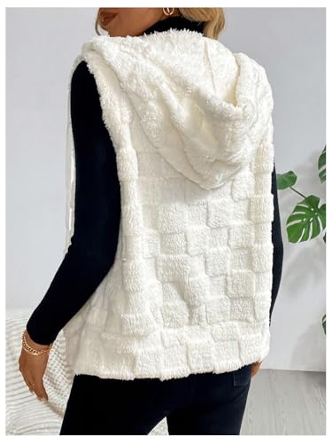 Verdusa Women's Fuzzy Fleece Vest Zip Up Sleeveless Hooded Jacket with Pockets2