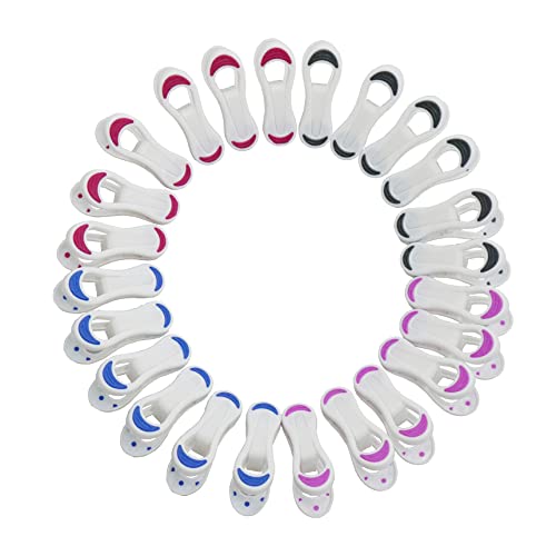 Maishijie Lot de 24 pinces à linge solides antidérapantes en plastique pour sécher à l'air libre (6 gris, 6 rouge, 6 bleu, 6 violet) Cover