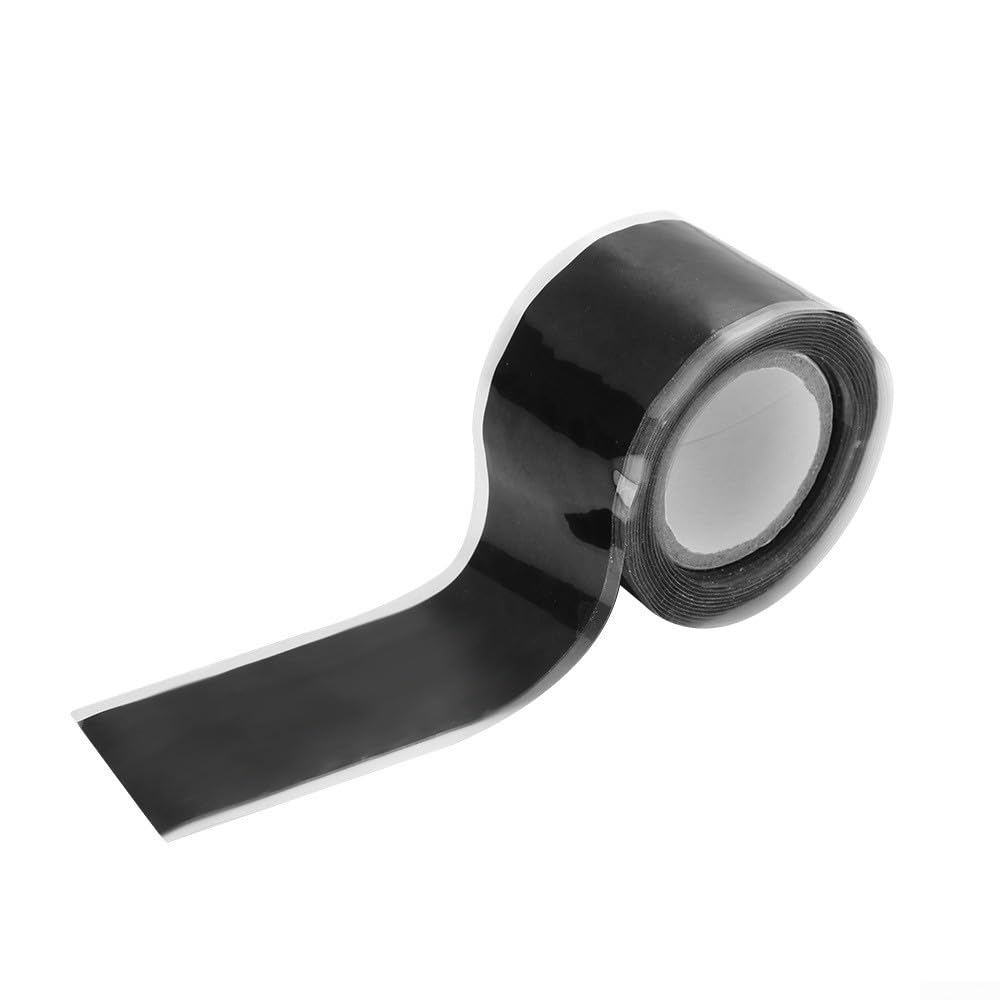 Self-Fusing Silicone Tape Waterproof Electrical Repair High Temp Resistance -60°C to 260°C for Pipe Wire Automotive Household Use Black(2.5cm*3M)