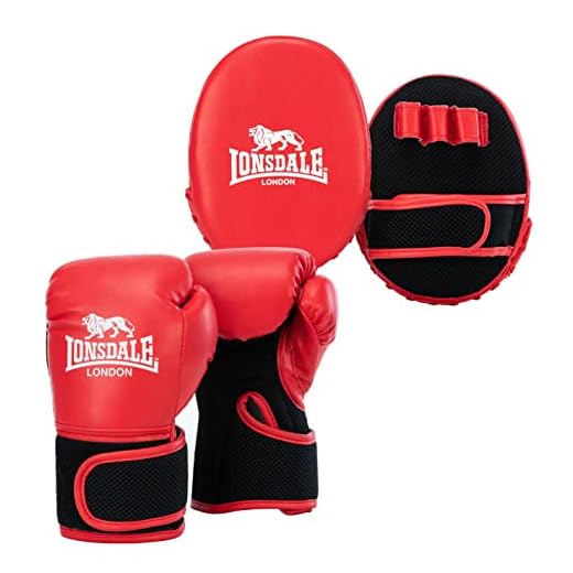 Lonsdale Herren Boxing Handschuhe Pratzen Boxen Handpratzen Rot/Schwarz Einheitsgröße