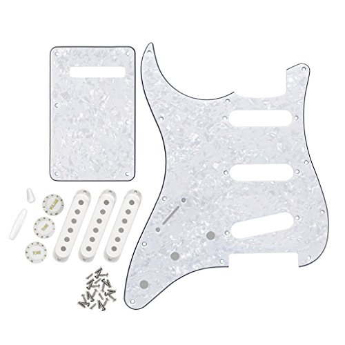 FLEOR Guitar Plate Scratch Gaucher SSS Pickguard Retour Plate Set avec 2T1V Boutons commande 48/50/52 mm Couvertures de… - Les Beatles, Paul McCartney, John Lennon, RIngo Starr, George Harrison FLEOR Guitar Plate Scratch Gaucher SSS Pickguard Retour Plate Set avec 2T1V Boutons commande 48/50/52 mm Couvertures de… – Image 3