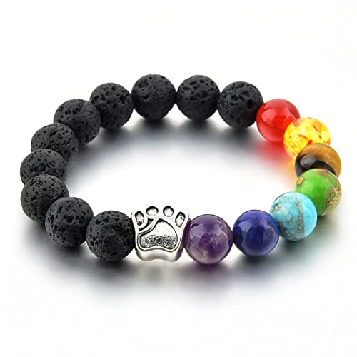 Mystiqs Lava Rock & Chakra Beaded Stone Bracelet Essential Oil Diffuser For Aromatherapy Small 3-6 #TOP30