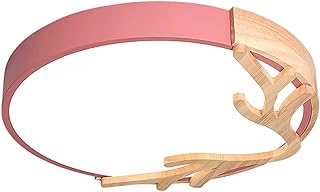 SCWZZWSY Lámpara de araña, lámpara de techo LED de color macarrón, instalación integrada, metal, madera, acrílico, creativa, tricolor, atenuación, lámpara de techo con diseño de cuernos de madera