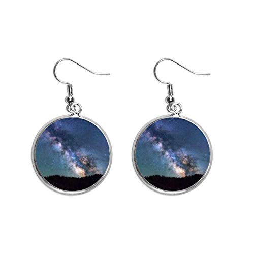 Pendientes de plata con estrellas azules y nubes colgantes para mujer