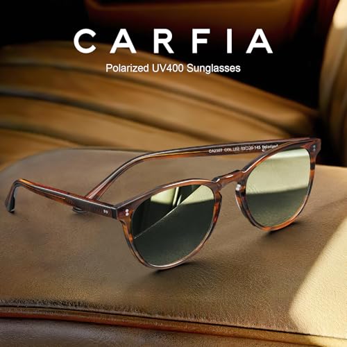 CARFIA Acetate Polarized Sunglasses for Men Trendy Retro Sun Glasses CA23073