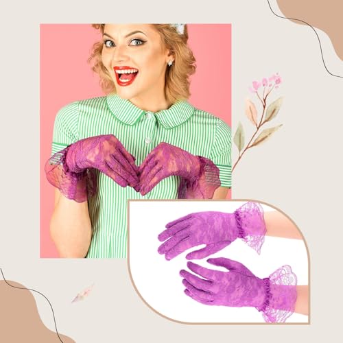 YouNuo Lace Gloves for Women, Wedding Bridal Tea Party Gloves, Floral Opera Glove for Evening Prom 1920s Halloween Costume4