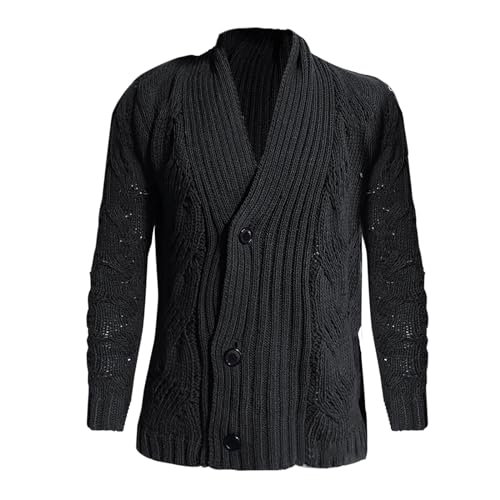 Cardigan décontracté pour hommes pull col châle boutonné et poches