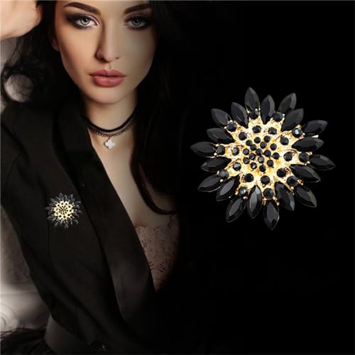 Image of WCRAZYE Sunflower Brooch Pins for Women Sparkly Big Premium Rhinestone Crystal Red Flower Bouquets Lapels Brooch Elegant Clothing Skirt Hat Bag Accessories for Teen Girls