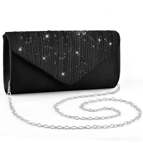 ERKOON Clutch Für Hochzeit Clutches Abendtasche Unterarmtasche Tasche formelle Party-Handtasche für Hochzeit Party Cocktail Abschlussball Umhängetasche Wildlederimitat mit abnehmbarer Kette