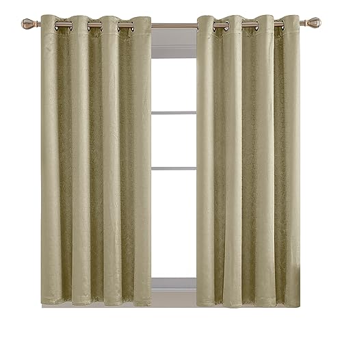 Image of Deconovo Fashionable Rod Pocket Blackout Curtains Room Darkening Curtains Window Treatments Shade Curtains for Study （5.2 Feet-Window） 52W x 63L Inch Beige 2 Drapes