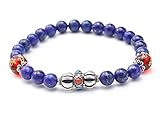 Bracelet de fabrication artisanal en pierre lapis-lazuli naturelle - Monté sur fils élastique. Travail très soigné.