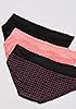 Warners Women's Blissful Benefits No Muffin Top 3 Pack Lace Hipster Panties, Black/Flamingo Pink/Miami Pink Octagon, L