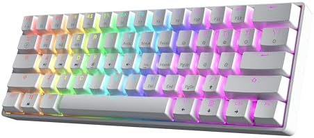 HK GAMING GK61 60% v3 | Hotswap Mechanical Gaming Keyboard | 61 Keys Multi Color RGB LED Backlit for PC/Mac Gamer | US Layout (White, Cherry Mx Red)