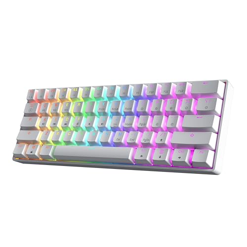 HK GAMING GK61 60% v3 | Hotswap Mechanical Gaming Keyboard | 61 Keys Multi Color RGB LED Backlit for PC/Mac Gamer | US Layout (White, Mechanical Blue) by HK GAMING - Used condition - US$15.10