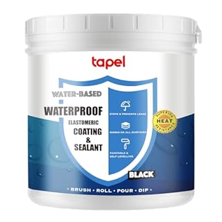 Tapel Liquid Rubber Waterproof Sealant - 3X Stronger- Black 1L - Professional Grade Roof & Concrete Coating, Indoor/Outdoor Leak Repair, Crack Filler, Weather-Resistant Protection