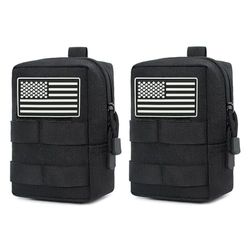 YUNCAIMAOYI 2 Pack Tactical molle Pouches - Vest Pouch Cell Phone Holster Belt Bag EDC Accessories (Black)