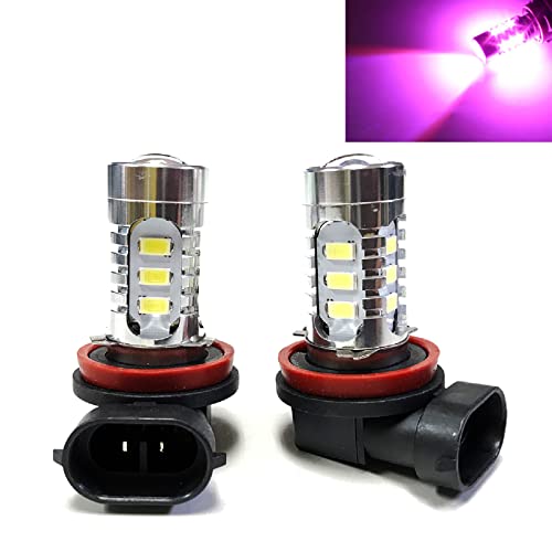 SOCAL-LED LIGHTING H11 Pink LED Fog Light Bulbs for Powersports 15W SMD 5730 High Power Bright DRL Lights, 12V Daytime Running Light Replacement, Pack of 2