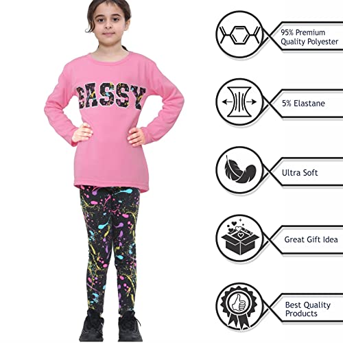 Image of A2Z 4 Kids Girls Love Crop Top T-Shirt And Splash Fashion Leggings Girls Pants Kids Outfit Sets Age 5-14 Years