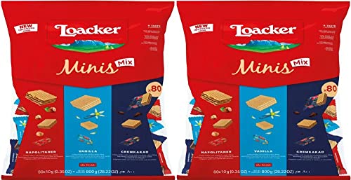 ローカー Loacker ミニーズ アソート 80個 コストコ 個包装 大容量 ウエハース アイシャドウ トルティーナ ミニーズ チョコレート ココナッツ ミニ エチュード×2個セット + lolloマイクロファイバークロス(商標登録済)