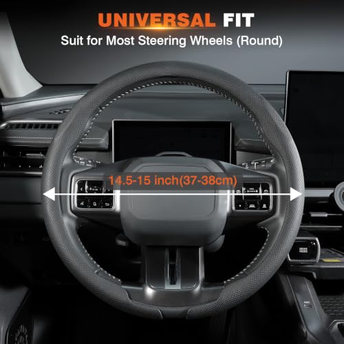 Image of Cartist Upgrade Steering Wheel Cover Universal for Car, PC Strength and PVC Leather for Steering Wheel Protector, Breathable Non-Slip Enhance Driving Experience, Open-Type Easy to Install - Black