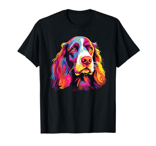 Watercolor Colorful Welsh Springer Spaniel Dog T-Shirt
