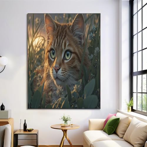 Poster photo impression sur toile chat orange pour salon chaleureux