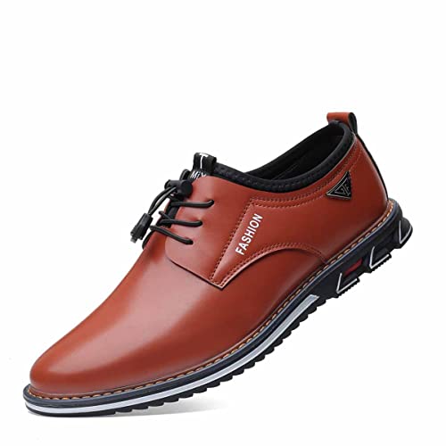 MSYINGL Men Casual Shoes,Business Slip-on Shoes,Comfortable Elastic lace-up Leather Shoes,Work Office Dress Outdoor Shoes