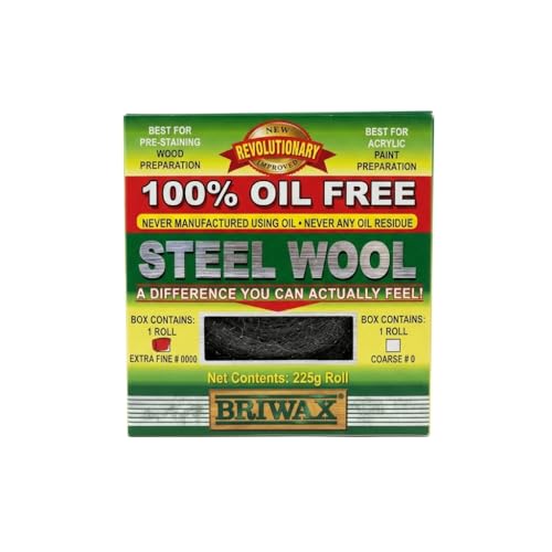Briwax 0000 Steel Wool Scrubber, 100 Percent Oil-Free, Extra Fine