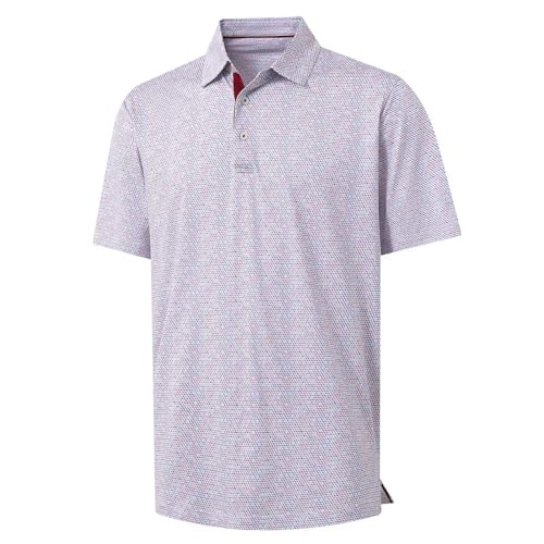 Image of M MAELREG Mens Golf Shirt Short Sleeve Dry Fit Print Moisture Wicking Performance Patterns Collared Polo Shirt
