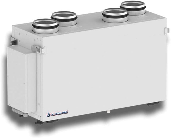 K-TECH-PRO Ventilation System EC Central, Heat Recovery, Rotary Control, 125mm, White, Insulated, Living Room, 10mm, Limited Warranty