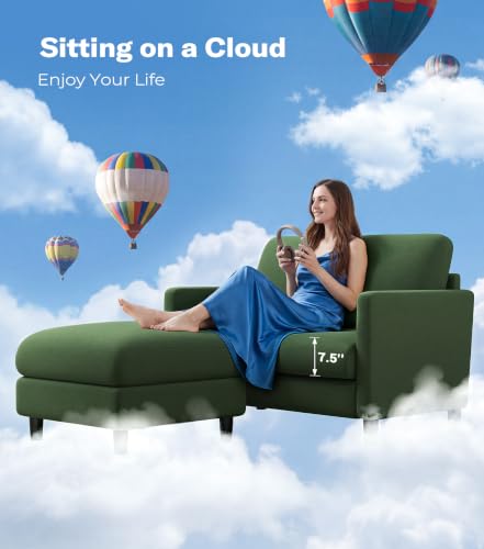 Image of Welzona Loveseat Sofa with Ottoman, 51 inch Small L Shaped Teddy Couch Sofa