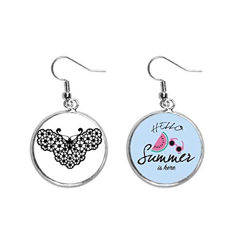 Pendientes de sandía ligeros que no pesan con alas de mariposa y flores