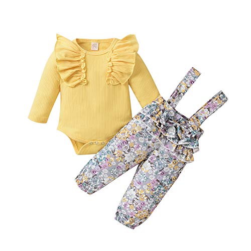 Image of Honykids Newborn Baby Girl Romper Jumpsuit Bodysuit +Pants Shorts+Headband Outfit Set