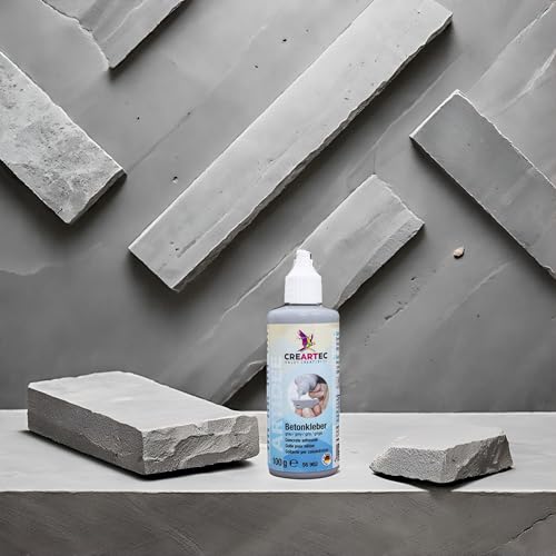 CREARTEC Betonkleber - grau - zum Verkleben von Teilen aus Beton, Mamor, Gips, Zement und anderen steinartigen Materialien - starke Haftkraft - Witterungsbeständig - 100g - Made in Germany