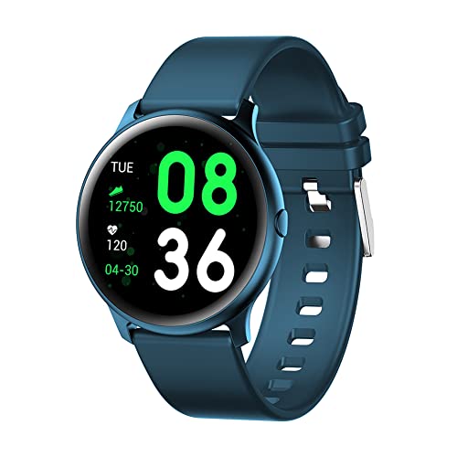 JANXLE Reloj Inteligente con Pantalla táctil Completa de 1,3 Pulgadas para Mujeres Hombres Pareja Reloj de Ejercicios a Prueba de Agua Monitor de sueño podómetro para Android iOS (Azul Oscuro)