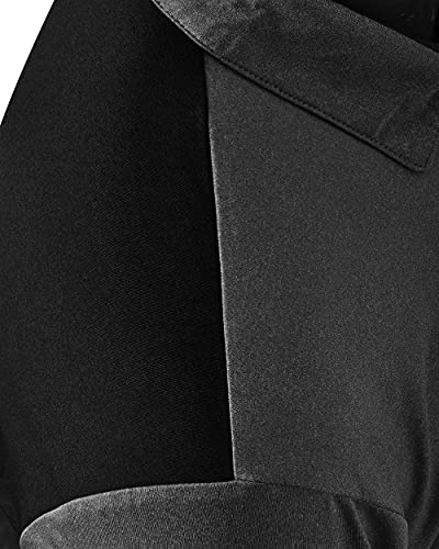 Tapulco Mens Long Sleeve Two-Tone Polo Fall Active Shirts Lightweight 4-Way Stretch Golf Wear Wicks Sweat Dry Fast Breathable Collared Tshirts Black And Grey X-Large #TOP3