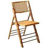 zolooky FSC Certified Bamboo Rattan Folding Chair, Foldable Vintage Dining Chair with 330lb Capacity Handcrafted for Living Room Patio Garden Balcony Wedding, Indoor/Outdoor(Antique Brown)(Set of 1)