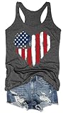 American Flag Tank Tops for Women 4th of July Air Force Flyover Flag Tank Shirts with Eagle Patriotic USA Flag Vest Shirt(Y-Grey, Medium)