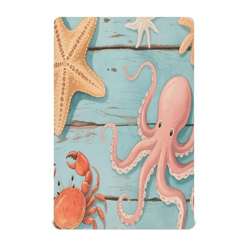 Sábanas de madera para cuna de vida marina, sábanas elásticas y portátiles para bebés pequeños, transpirables, suaves, para cuna de niñas y niños