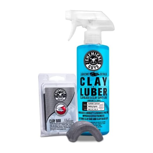 Chemical Guys Clay Bar Kit, Medium Duty with Luber Synthetic Lubricant – Removes Embedded Dirt, Restores Smooth Paint, Preps for Wax and Sealant - Safe for Cars, Trucks, SUVs, 16 oz, 2 Items