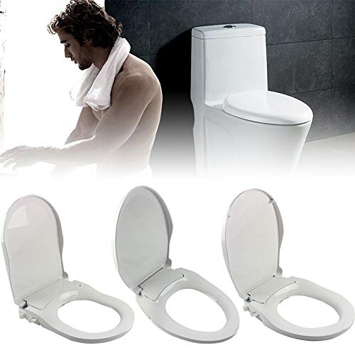 TFCFL Sedile WC con bidet a forma di D, bianco, automatico, in plastica, ovale, a forma di D