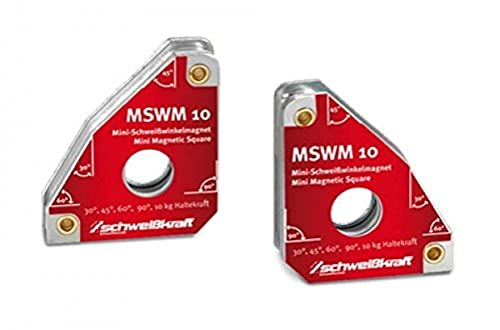 Schweißkraft 1790060 Permanent Welding Magnets MSWM (Pack of 2) Angle 30°, 45°, 60°, 90° / Holding Force 10 kg/Dimensions 59 x 51 x 16 mm