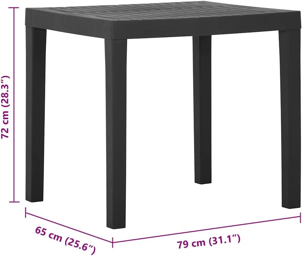 Durable Grey Plastic Outdoor Coffee Table Medium Size Lightweight Patio Furniture for Garden Balcony Patio with Rectangular Design and Easy Maintenance