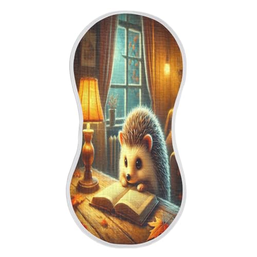 Fall Hedgehog Brownish Baby Burp Cloths Cotton Burp Clothes Absorbent Muslin Burp Cloths Soft Burp Cloth Rags for Newborn Girl Unisex Boy 1 Pack 22x11 Inches